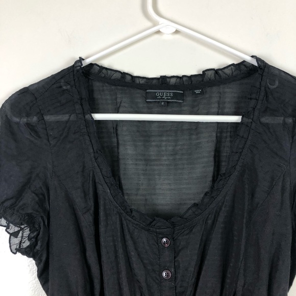 Guess Slightly Sheer Short Sleeve Top - Picture 2 of 6